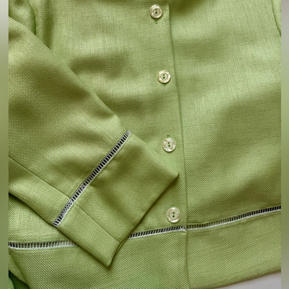 Vintage 90s Pastel Green Skirt Suit Set Henry Lee Petites 8P Career Workwear - Picture 6 of 8